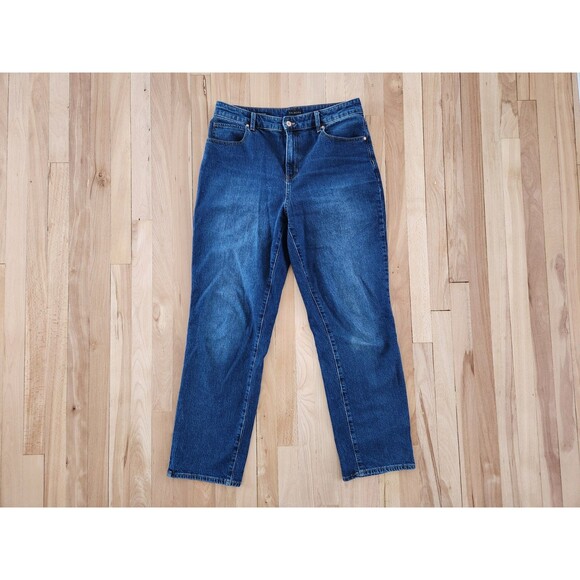 Talbots Sz 10 High Waist Relaxed Jean  33x30 Huron Dark Blue Wash Straight Leg - Picture 1 of 8